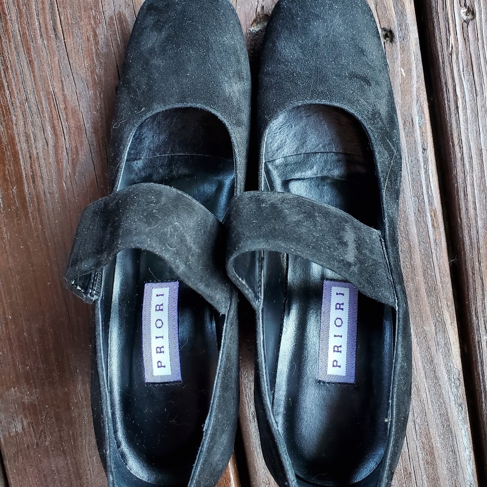 Priori leather heels platforms wedges size 7